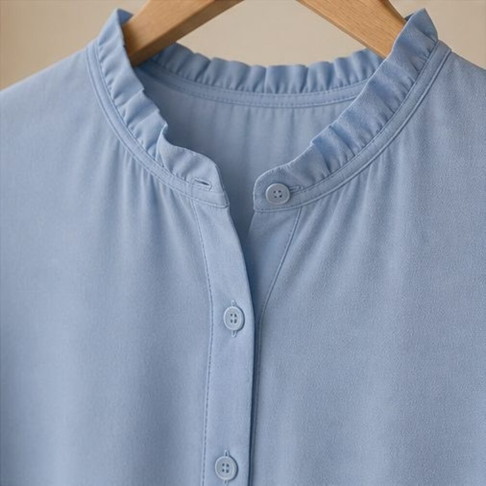Powder Blue Ruffle Collar Blouse - Picture 4 of 6